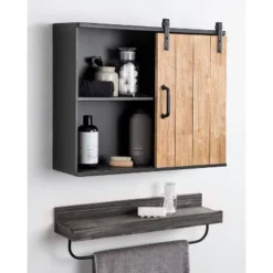 24" X 7.25" X 20" Samuels Decorative Metal Wall Cabinet Charcoal/Rustic Brown - Kate & Laurel All Things Decor -Home Decor Store GUEST bd54d5ab c2c7 4e88 a8c5 a3900fbf7126