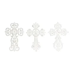 Set Of 3 Wooden Cross Carved Cross Wall Decors White - Olivia & May -Home Decor Store GUEST bd862d42 6b06 4f9a 842a 2425f115b511