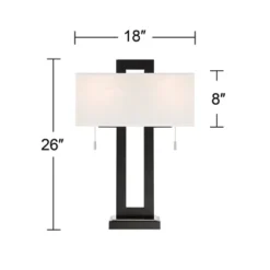 360 Lighting Neil Modern Rustic Table Lamp 26" High Black Metal With USB Charging Port White Rectangular Shade For Bedroom Living Room Bedside Desk 14 360 Lighting Neil Modern Rustic Table Lamp 26" High Black Metal With USB Charging Port White Rectangular Shade For Bedroom Living Room Bedside Desk -Home Decor Store GUEST be3701f7 6cc9 4c5d b3f2 b81f2eebd66f