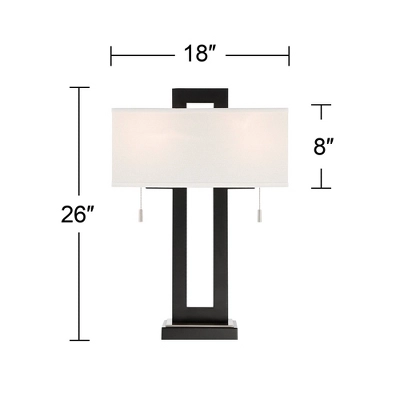 360 Lighting Neil Modern Rustic Table Lamp 26" High Black Metal With USB Charging Port White Rectangular Shade For Bedroom Living Room Bedside Desk 7 360 Lighting Neil Modern Rustic Table Lamp 26" High Black Metal With USB Charging Port White Rectangular Shade For Bedroom Living Room Bedside Desk - Image 5
