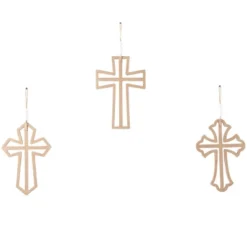 Set Of 3 Wood Biblical Carved Beaded Crosses Wall Decors With Rope Hanger Brown - Olivia & May -Home Decor Store GUEST be83ebb4 df01 45f6 989c 06b397eb881c