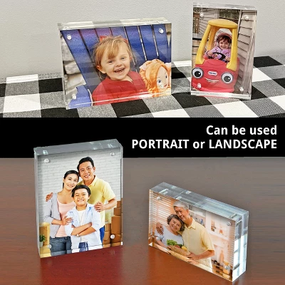 Azar Displays Clear Acrylic Magnetic Photo Block Frame Set With TWO 4x6 Size Frames 11 Azar Displays Clear Acrylic Magnetic Photo Block Frame Set With TWO 4x6 Size Frames - Image 9