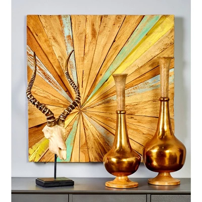 Teak Wood Starburst Handmade Radial Wall Decor Brown - Olivia & May 5 Teak Wood Starburst Handmade Radial Wall Decor Brown - Olivia & May - Image 3