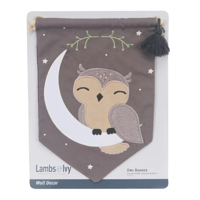 Lambs & Ivy Owl Canvas Banner Nursery Wall Art / Wall Hanging - Gray 4 Lambs & Ivy Owl Canvas Banner Nursery Wall Art / Wall Hanging - Gray - Image 2