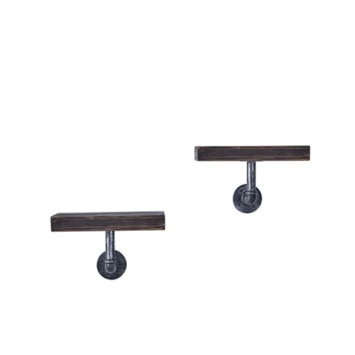 11.7" X 7.6" 2pc Industrial Pipe Wall Shelf Set - Danya B. 7 11.7" X 7.6" 2pc Industrial Pipe Wall Shelf Set - Danya B. - Image 5