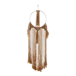 Fabric Macrame Intricately Weaved Wall Decor With Beaded Fringe Tassels Brown - Olivia & May -Home Decor Store GUEST c21cadb7 906e 4160 b5f4 da40b30059be