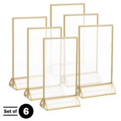 5 X 7 Picture Frames 6-Pack – Floating Frame Set For Table Numbers, Wedding Signs, Photos, Or Table Decor By Great Northern Party - Gold