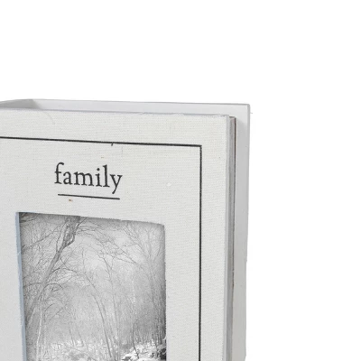 4X6 Inch "Family" Picture Box White Fabric, MDF & Glass By Foreside Home & Garden 7 4X6 Inch "Family" Picture Box White Fabric, MDF & Glass By Foreside Home & Garden - Image 5