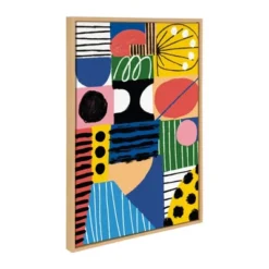 23" X 33" Sylvie Abstract Collage 2 Framed Canvas Wall Art By Marcello Velho Natural - Kate And Laurel