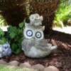 15" Solar Owls LED Light Magnesium Oxide Statue Brown - Alpine Corporation -Home Decor Store GUEST c447e213 8c9c 494d 82dc 94ab8efb88d3