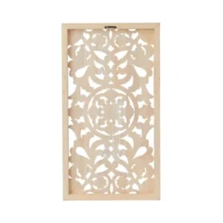 Wood Floral Intricately Carved Wall Decor Brown - Olivia & May -Home Decor Store GUEST c626bdee 579c 44f4 881f 9759686aa1cd