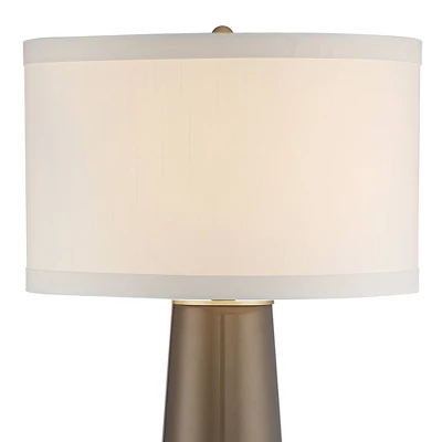 Possini Euro Design Karen Modern Table Lamp 36" Tall Dark Gold Glass With Table Top Dimmer Off White Fabric Drum Shade For Bedroom Living Room Bedside 4 Possini Euro Design Karen Modern Table Lamp 36" Tall Dark Gold Glass With Table Top Dimmer Off White Fabric Drum Shade For Bedroom Living Room Bedside - Image 2