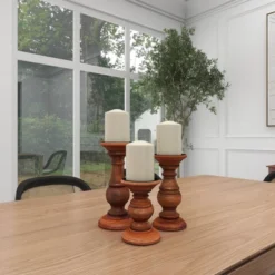 Set Of 3 Rustic Pillar Candle Holder - Olivia & May 29 Set Of 3 Rustic Pillar Candle Holder - Olivia & May -Home Decor Store GUEST c6a3555b cc02 4403 8063 2b8d1d7495a8