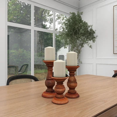 Set Of 3 Rustic Pillar Candle Holder - Olivia & May 12 Set Of 3 Rustic Pillar Candle Holder - Olivia & May - Image 10