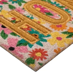 Northlight Pink And Orange Floral "Home" Outdoor Natural Coir Doormat 18" X 30" -Home Decor Store GUEST c7ac6a27 dad1 4e13 81e8 9484b0fa387c
