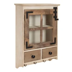 Hutchins Decorative Farmhouse Wood Wall Cabinet Rustic And White - Kate & Laurel All Things Decor