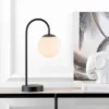 18.25" Iron And Glass Arco Minimalist Mid Century Globe Table Lamp (Includes LED Light Bulb) Black - Jonathan Y