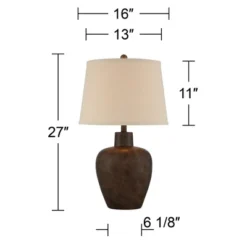 Regency Hill Glenn Rustic Farmhouse Table Lamps 27" Tall Set Of 2 Dark Terra Cotta Tapered Fabric Drum For Bedroom Living Room Bedside Nightstand Home 15 Regency Hill Glenn Rustic Farmhouse Table Lamps 27" Tall Set Of 2 Dark Terra Cotta Tapered Fabric Drum For Bedroom Living Room Bedside Nightstand Home -Home Decor Store GUEST ca520134 a906 4e2e ab36 5218c5c5dca4