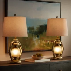 Franklin Iron Works Traditional Table Lamps With Night Light 25 1/4" High Set Of 2 Miner Lantern Gold Oatmeal Shade For Living Room Bedroom Home 14 Franklin Iron Works Traditional Table Lamps With Night Light 25 1/4" High Set Of 2 Miner Lantern Gold Oatmeal Shade For Living Room Bedroom Home -Home Decor Store GUEST caa34ce2 b62d 43a5 9d66 80c3106e30c5