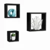 Floating Shelves- Cube Wall Shelf Set With Hidden Brackets, 3 Sizes To Display Decor, Books, Photos, More- Hardware Included By Hastings Home (Black) -Home Decor Store GUEST cae6492b 903c 43f5 b822 e4742c4ad8f5
