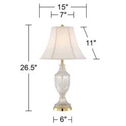 Regency Hill Traditional Table Lamp 26.5" High Cut Glass Urn Brass White Cream Bell Shade For Living Room Family Bedroom Bedside Nightstand 11 Regency Hill Traditional Table Lamp 26.5" High Cut Glass Urn Brass White Cream Bell Shade For Living Room Family Bedroom Bedside Nightstand -Home Decor Store GUEST cbf9893a 39fa 4d05 a71a e5305d21a500