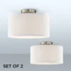 360 Lighting Adams Modern Ceiling Light Semi Flush Mount Fixtures 14" Wide Set Of 2 Brushed Nickel White Fabric Drum For Bedroom Kitchen Living Room -Home Decor Store GUEST cc98dd7d 5ef3 484b af39 5dc038387325