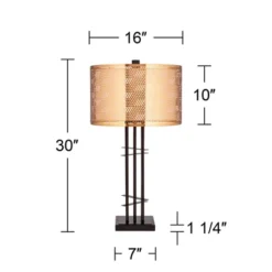 Possini Euro Design Deborah Modern Mid Century Table Lamp 30" Tall Black With USB Charging Port Gold Metal Double Drum Shades For Living Room Desk 17 Possini Euro Design Deborah Modern Mid Century Table Lamp 30" Tall Black With USB Charging Port Gold Metal Double Drum Shades For Living Room Desk -Home Decor Store GUEST ccb51444 3a3d 47f9 8b7a 4949629a99e7