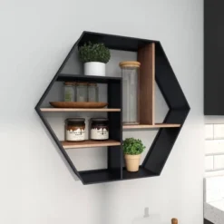 Industrial Wood Wall Shelf Black - Olivia & May -Home Decor Store GUEST cd643bd0 9d16 498a bb2d 31323a24549f