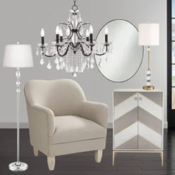 Vienna Full Spectrum DeMallo Dark Bronze Chandelier 26" Wide French Scroll Arm Clear Crystal 6-Light Fixture For Dining Room Home Foyer Kitchen Island -Home Decor Store GUEST cdae09d7 6635 4b46 a436 d85ec86d3502