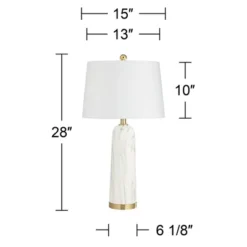 360 Lighting Maceao Modern Table Lamps 28" Tall Set Of 2 White Faux Marble Tapered Drum Shade For Bedroom Living Room Bedside Nightstand Office House 17 360 Lighting Maceao Modern Table Lamps 28" Tall Set Of 2 White Faux Marble Tapered Drum Shade For Bedroom Living Room Bedside Nightstand Office House -Home Decor Store GUEST cdf0cf30 a45f 40ca 8b34 8ae2d0720a77