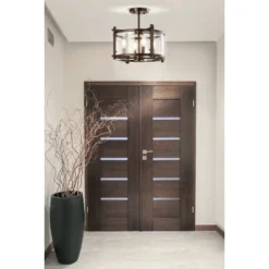 15" Iron And Glass Hampdon Modern Drum LED Flush Mount Black - Jonathan Y -Home Decor Store GUEST ce60d1e7 fe8c 4558 9e52 0e93b7dce033