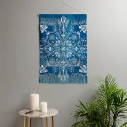 Sunshinecanteen Flores Cyan Large Portrait 22" X 31 1/2" Fiber Wall Hanging - Society6
