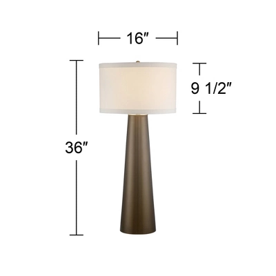 Possini Euro Design Karen Modern Table Lamp 36" Tall Dark Gold Glass With Table Top Dimmer Off White Fabric Drum Shade For Bedroom Living Room Bedside 7 Possini Euro Design Karen Modern Table Lamp 36" Tall Dark Gold Glass With Table Top Dimmer Off White Fabric Drum Shade For Bedroom Living Room Bedside - Image 5