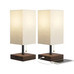 Small Table Lamp Set With Wood Base – Set Of 2 Modern Rectangle Lights With LED Bulb IncludeDecor Living Room, Bedroom, Or Home Office By Lavish Home 13 Small Table Lamp Set With Wood Base – Set Of 2 Modern Rectangle Lights With LED Bulb IncludeDecor Living Room, Bedroom, Or Home Office By Lavish Home -Home Decor Store GUEST d136bd32 0a4a 4d61 9b50 01ff40f4c9c4