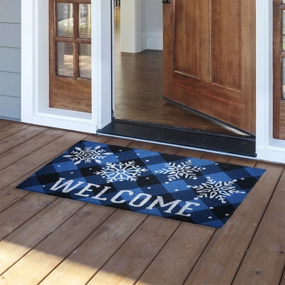 Briarwood Lane Checkered Snowflakes Winter Natural Fiber Coir Doormat Welcome 30" X 18" 3 Briarwood Lane Checkered Snowflakes Winter Natural Fiber Coir Doormat Welcome 30" X 18"
