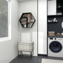 Industrial Wood Wall Shelf Black - Olivia & May -Home Decor Store GUEST d20727c3 2cf6 4ace 9cf4 505d971e3d5e