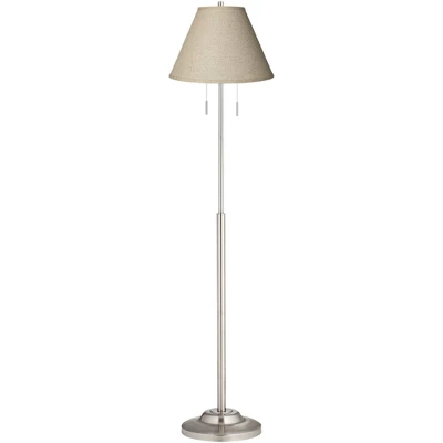360 Lighting Abba Modern Floor Lamp Standing 66" Tall Brushed Nickel Silver Fine Burlap Fabric Empire Shade For Living Room Bedroom Office House Home 3 360 Lighting Abba Modern Floor Lamp Standing 66" Tall Brushed Nickel Silver Fine Burlap Fabric Empire Shade For Living Room Bedroom Office House Home
