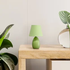 9.45" Petite Ceramic Oblong Bedside Table Desk Lamp With Matching Tapered Drum Shade Green - Creekwood Home -Home Decor Store GUEST d370cfe4 7df3 4d3c b5a8 4dd68fce6eec