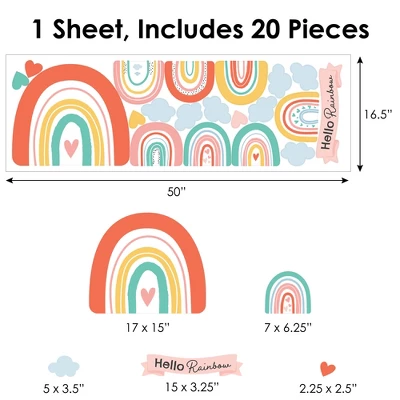 Big Dot Of Happiness Hello Rainbow - Peel And Stick Nursery And Kids Room Vinyl Wall Art Stickers - Wall Decals - Set Of 20 8 Big Dot Of Happiness Hello Rainbow - Peel And Stick Nursery And Kids Room Vinyl Wall Art Stickers - Wall Decals - Set Of 20 - Image 6
