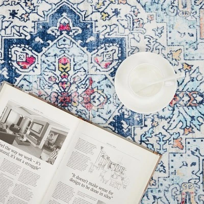 Trinity Washable Vintage Bohemian Floral Print Area Rug 5 Trinity Washable Vintage Bohemian Floral Print Area Rug - Image 3