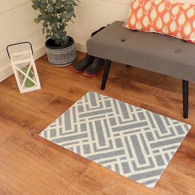 2'x3' ColorStar Deco Grid Door Mat Silver - Bungalow Flooring 4 2'x3' ColorStar Deco Grid Door Mat Silver - Bungalow Flooring - Image 2