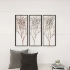 Metal Tree Branch Wall Decor With Black Frame Set Of 3 Black - Olivia & May -Home Decor Store GUEST d608d3e4 9c3a 4ad6 8534 9e8610be4bc2
