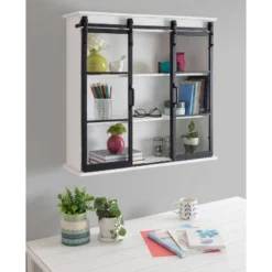 30" X 28" Barnhardt Decorative Wooden Wall Cabinet With 2 Sliding Glass Doors White - Kate & Laurel All Things Decor 11 30" X 28" Barnhardt Decorative Wooden Wall Cabinet With 2 Sliding Glass Doors White - Kate & Laurel All Things Decor -Home Decor Store GUEST d611555c c9c7 4d60 81cc 0fa8f3582a9f