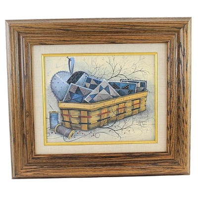 Home Decor 13.5" Patterns Of Fabric Print Basket Quilt Thread - Fiber Wall Art 3 Home Decor 13.5" Patterns Of Fabric Print Basket Quilt Thread - Fiber Wall Art