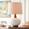 360 Lighting Modern Table Lamp With USB Charging Port 23" High Ivory Ceramic Off-White Drum Shade For Living Room Desk Bedroom House -Home Decor Store GUEST d967305b a1ea 4701 aed0 e8b97f5ebaf3