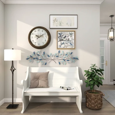 15" X 52" Metal Leaf Wall Decor With Gold Accent Blue - Olivia & May 10 15" X 52" Metal Leaf Wall Decor With Gold Accent Blue - Olivia & May - Image 8