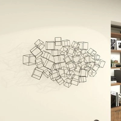 Metal Geometric 3D Square Wall Decor Black - Olivia & May 12 Metal Geometric 3D Square Wall Decor Black - Olivia & May - Image 10