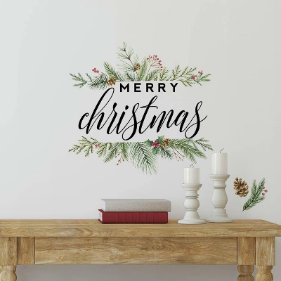 Merry Christmas Wreath Peel And Stick Wall Decal - RoomMates 3 Merry Christmas Wreath Peel And Stick Wall Decal - RoomMates