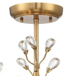 Vienna Full Spectrum Brielle Modern Ceiling Light Semi Flush Mount Fixture 18 1/2" Wide Brass Vine Leaf 4-Light Clear Crystal Glass For Bedroom House -Home Decor Store GUEST dc84879d bb64 4c05 9f45 d5813a85c41f