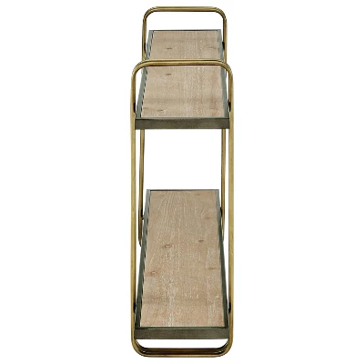 32.3" X 22" 2 Tier Metal And Wood Hanging Bracket Wall Mounted Shelf Gold - Danya B. 11 32.3" X 22" 2 Tier Metal And Wood Hanging Bracket Wall Mounted Shelf Gold - Danya B. - Image 9
